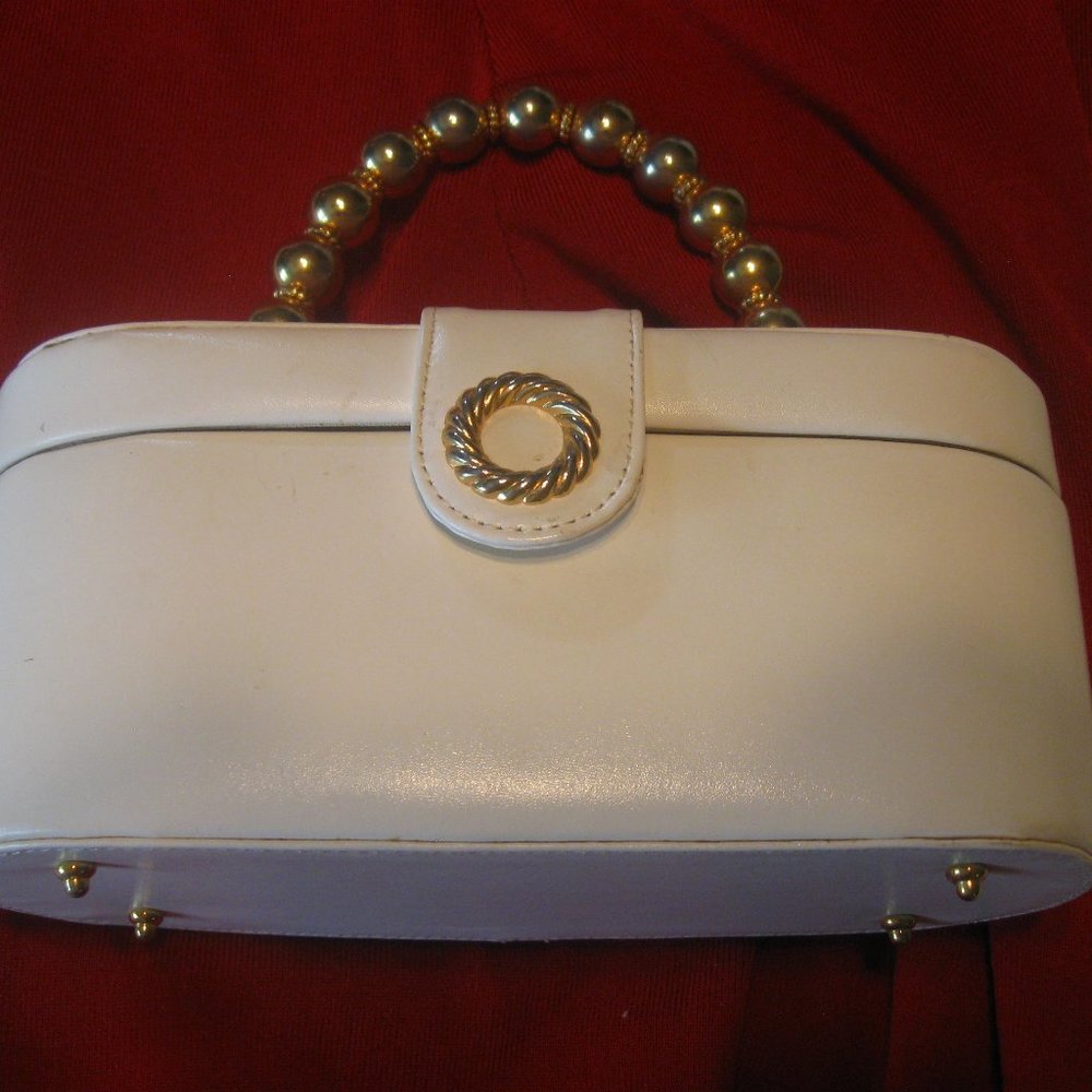 White Leather Oval Purse